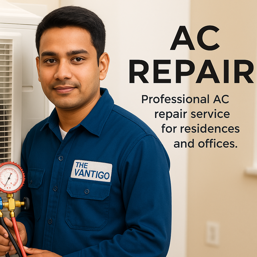 Professional Technician Working on AC Unit